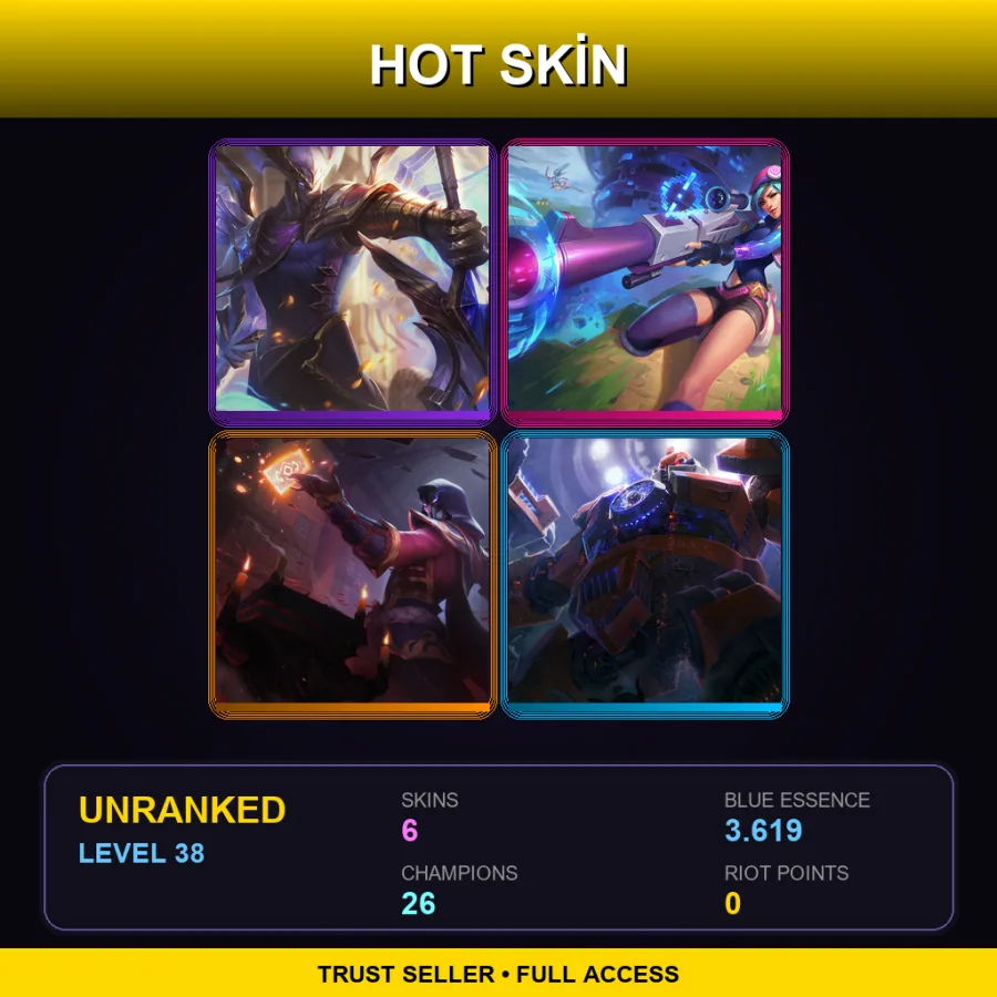 EUNE | Lv38 | Unranked | 6 Skin | 26 Champ — Arcade Caitlyn