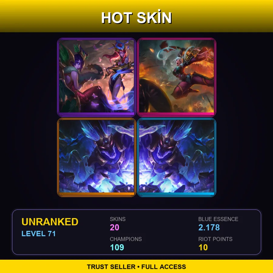 NA | Lv71 | Unranked | 20 Skin | 109 Champ