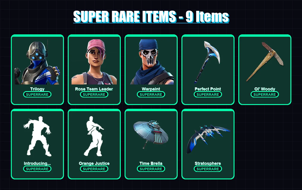 [PC/XBOX] | Trilogy | Rose Team Leader | Warpaint | Drift | Eternal Knight | 70 skin | 64 pickaxe | 58 emote | 71 glider | Lv1072 — Fortnite account