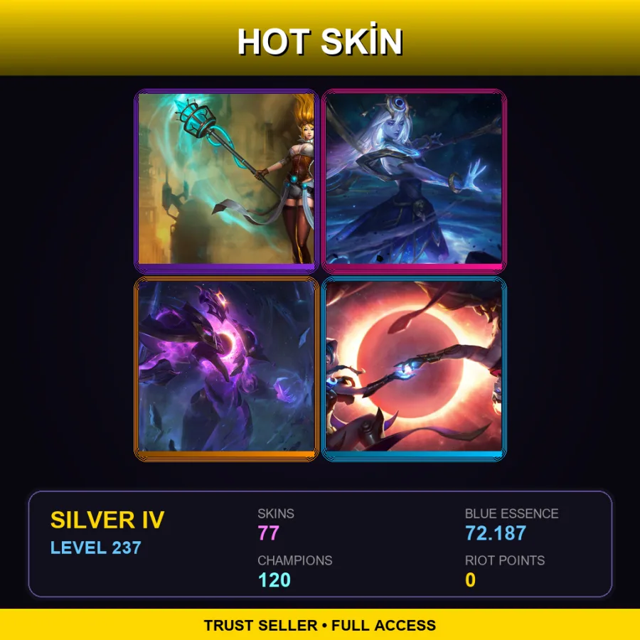 EUW | Lv237 | Silver IV | 77 Skin | 120 Champ
