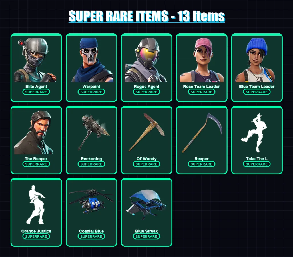 [PC/XBOX/PSN] | Elite Agent | Warpaint | Rogue Agent | Rose Team Leader | Blue Team Leader | 88 skin | 66 pickaxe | 87 emote | 58 glider | Lv809