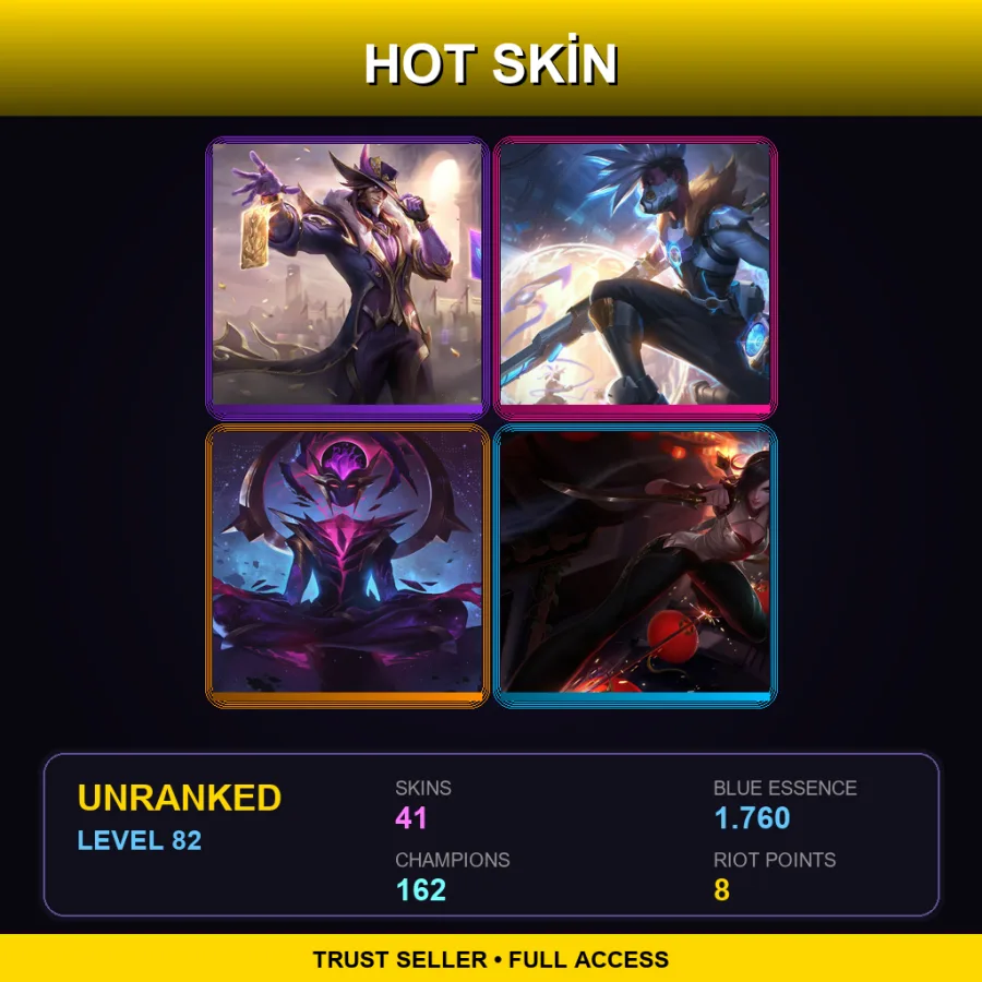 SG | Lv82 | Unranked | 41 Skin | 162 Champ — Blight Crystal Varus