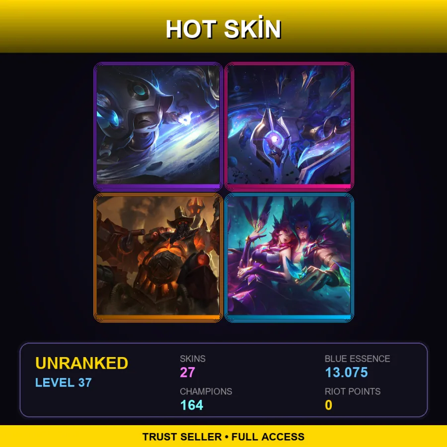 TW | Lv37 | Unranked | 27 Skin | 164 Champ