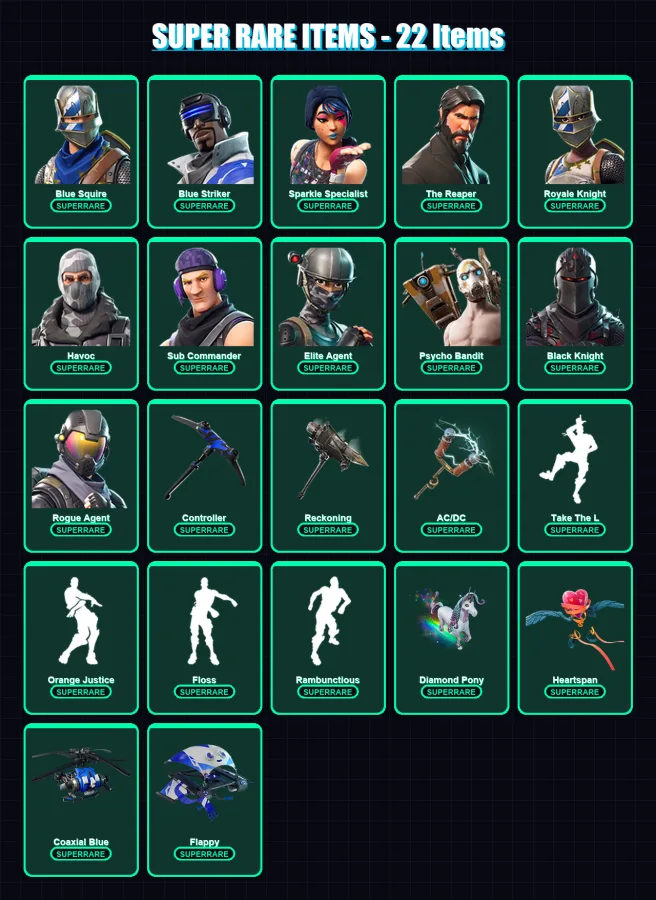 [PC/XBOX] | Blue Squire | Blue Striker | Sparkle Specialist | The Reaper | Royale Knight | 68 skin | 52 pickaxe | 61 emote | 57 glider | Lv731