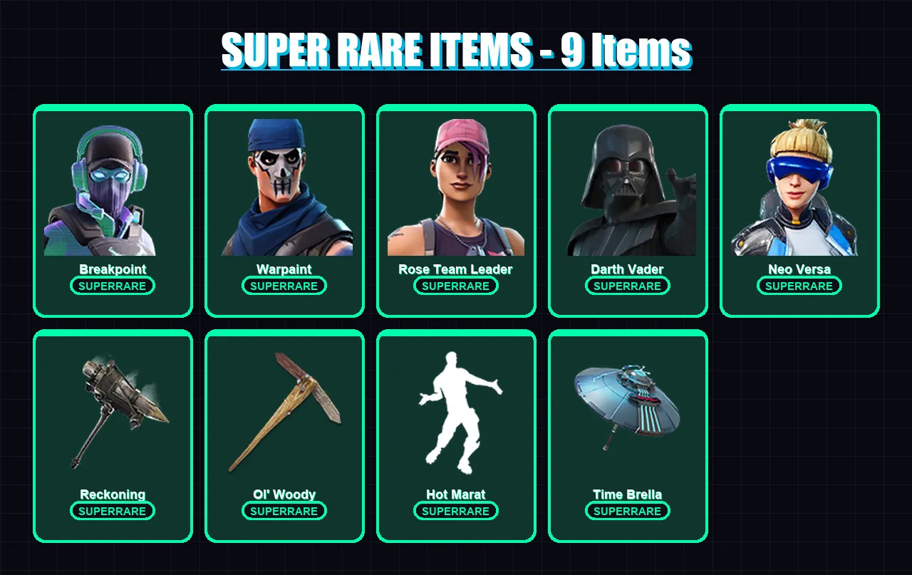 [PC/XBOX/PSN] | Breakpoint | Warpaint | Rose Team Leader | Darth Vader | Neo Versa | 86 skin | 91 pickaxe | 100 emote | 81 glider | Lv926 — Fortnite account