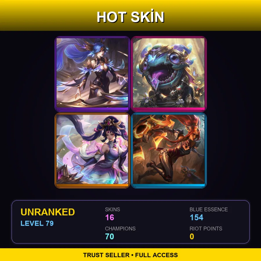 EUNE | Lv79 | Unranked | 16 Skin | 70 Champ — LoL account
