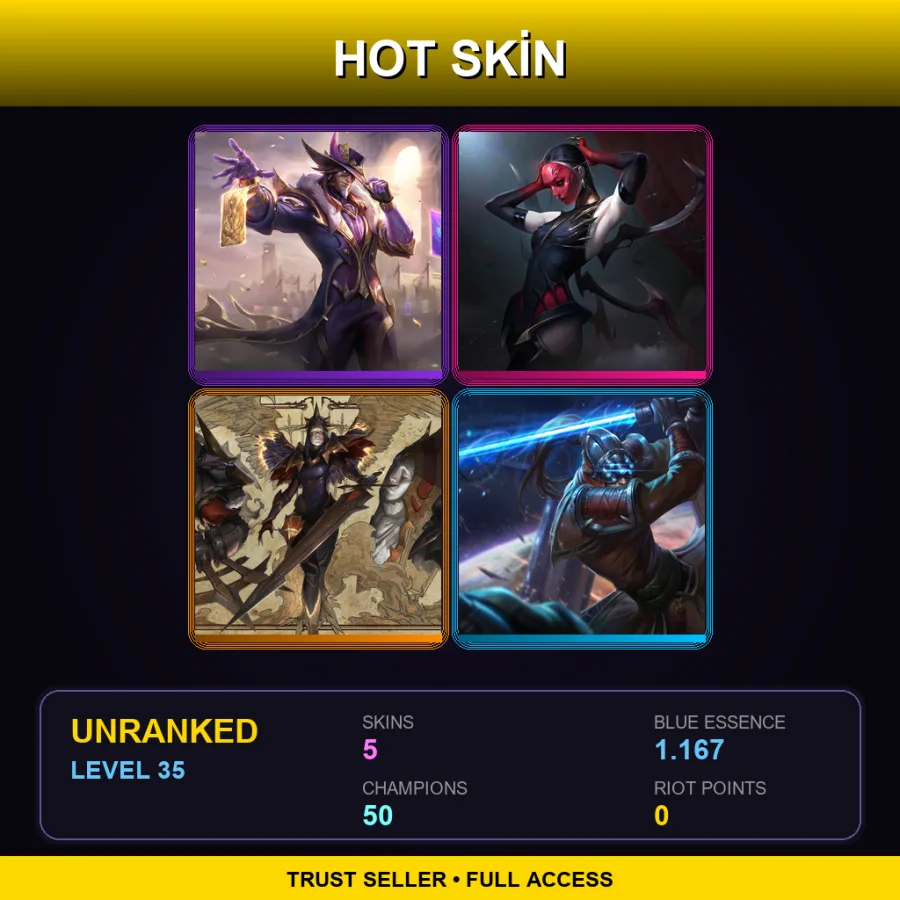 SG | Lv35 | Unranked | 5 Skin | 50 Champ