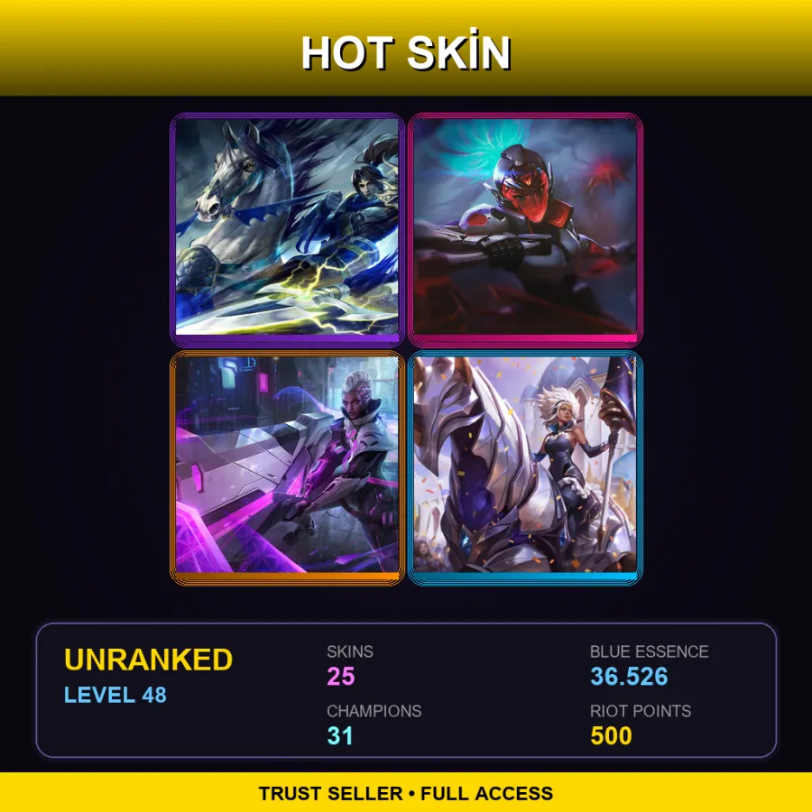 EUW | Lv48 | Unranked | 25 Skin | 31 Champ — LoL account