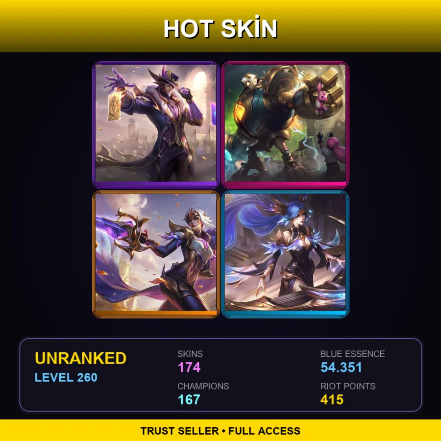 OCE | Lv260 | Unranked | 174 Skin | 167 Champ with K'Sante