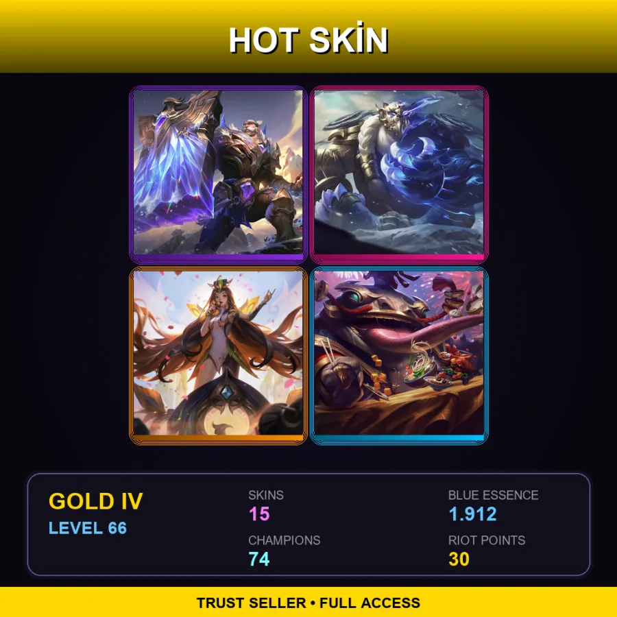 EUW | Lv66 | Gold IV | 15 Skin | 74 Champ