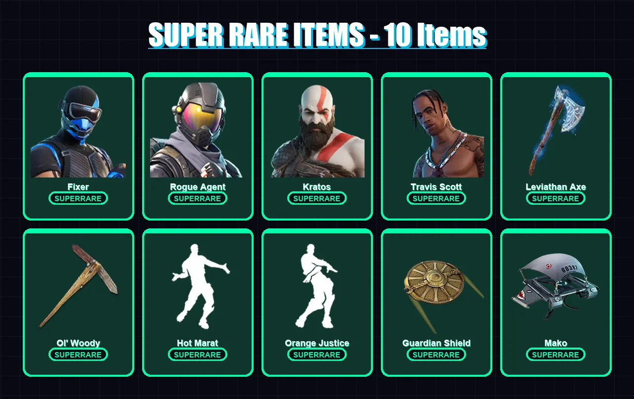 [PC] | Fixer | Rogue Agent | Kratos | Travis Scott | Vegeta | 97 skin | 106 pickaxe | 109 emote | 92 glider | Lv1324 — Fortnite account