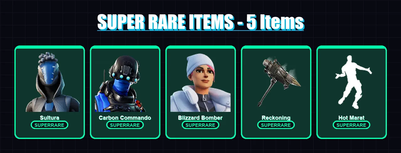[PS4/PS5/XBOX/PC] | Sultura | Carbon Commando | Blizzard Bomber | Ronin | Nezumi | 69 skin | 84 pickaxe | 66 emote | 79 glider | Lv805