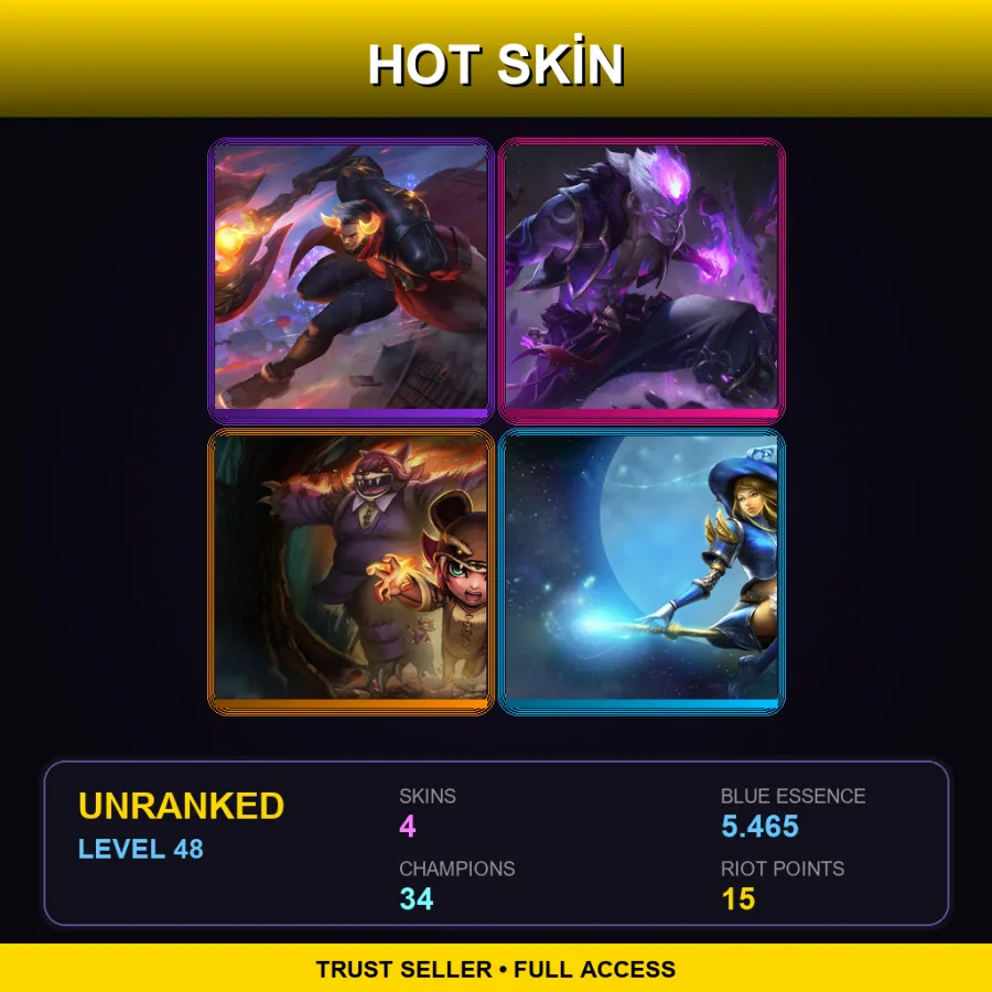 EUNE | Lv48 | Unranked | 4 Skin | 34 Champ — LoL account