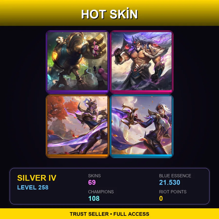 LAS | Lv258 | Silver IV | 69 Skin | 108 Champ
