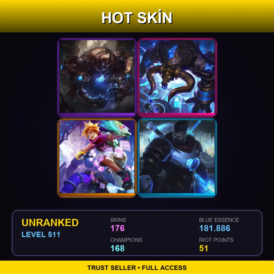 NA | Lv511 | Unranked | 176 Skin | 168 Champ