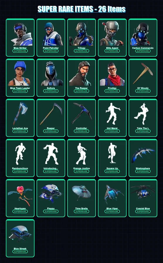 [PS4/PS5/XBOX/PC] | Blue Striker | Point Patroller | Trilogy | 112 skin | Lv1680 — Fortnite account