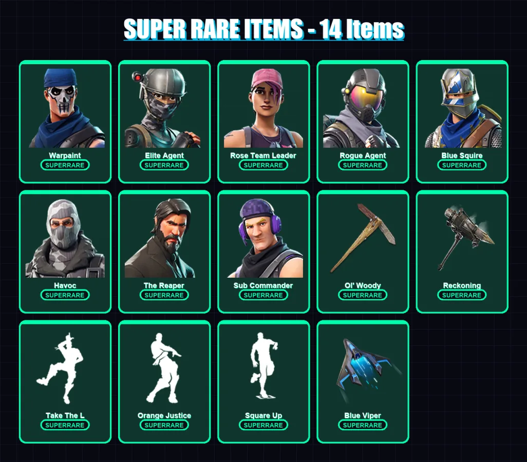 [PS4/PS5/XBOX/PC] | Warpaint | Elite Agent | Rose Team Leader | Rogue Agent | Blue Squire | 71 skin | 71 pickaxe | 60 emote | 72 glider | Lv881