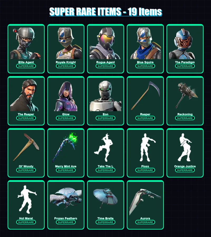 [PC/PSN] | Elite Agent | Royale Knight | Rogue Agent | Blue Squire | The Paradigm | 134 skin | 93 pickaxe | 95 emote | 80 glider | Lv970 — Fortnite account