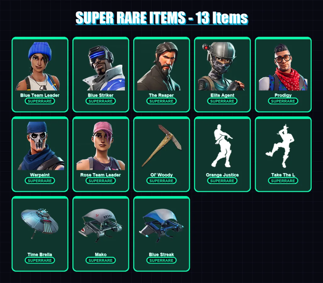 [PS4/PS5/XBOX/PC] | Blue Team Leader | Blue Striker | The Reaper | Elite Agent | Prodigy | 60 skin | 59 pickaxe | 73 emote | 66 glider | Lv908 — Fortnite account