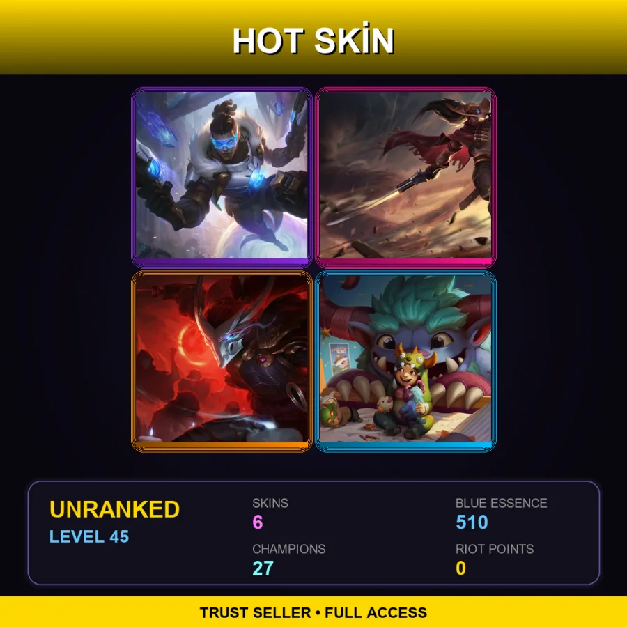 EUW | Lv45 | Unranked | 6 Skin | 27 Champ