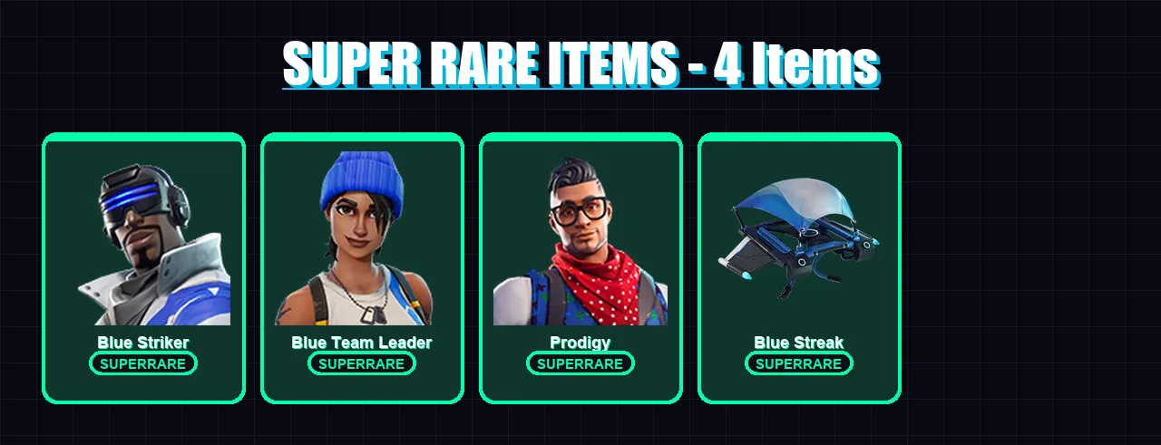 [PS4/PS5/XBOX/PC] | Blue Striker | Blue Team Leader | Prodigy | Rox | Sentinel | 10 skin | 14 pickaxe | 15 emote | 15 glider | Lv209