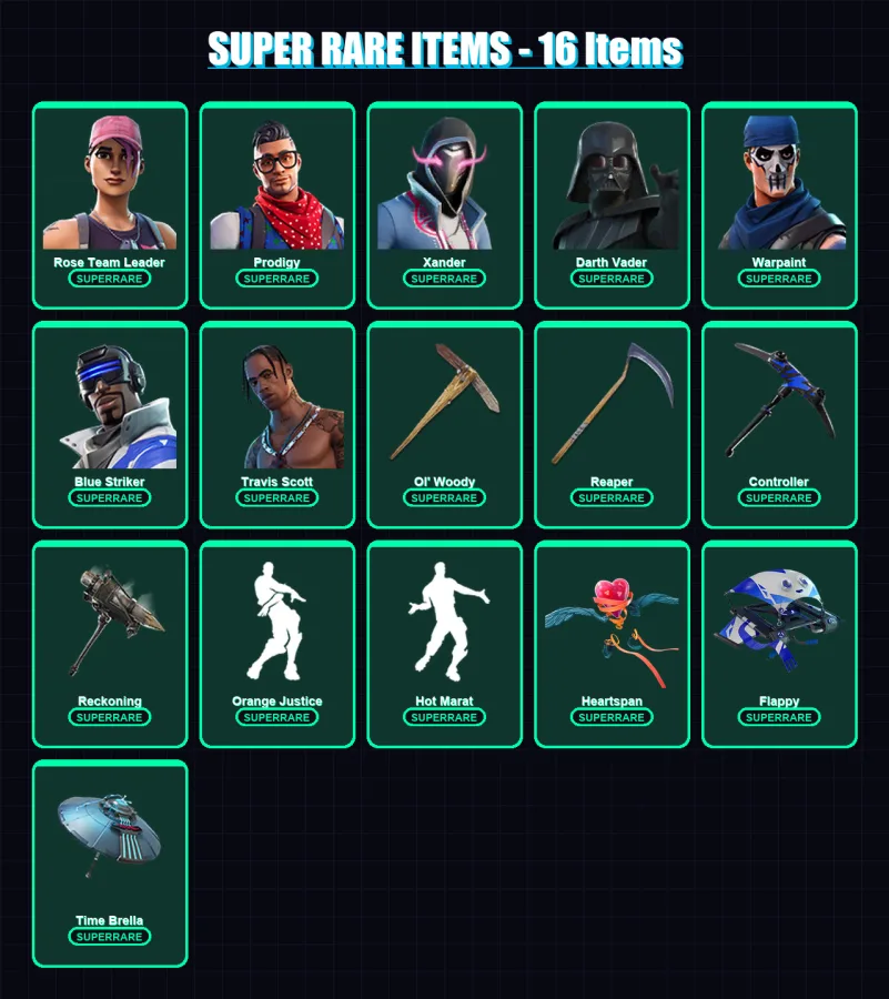 [PC/XBOX] | Rose Team Leader | Prodigy | Xander | Darth Vader | Warpaint | 234 skin | 254 pickaxe | 206 emote | 222 glider | Lv3102 — Fortnite account