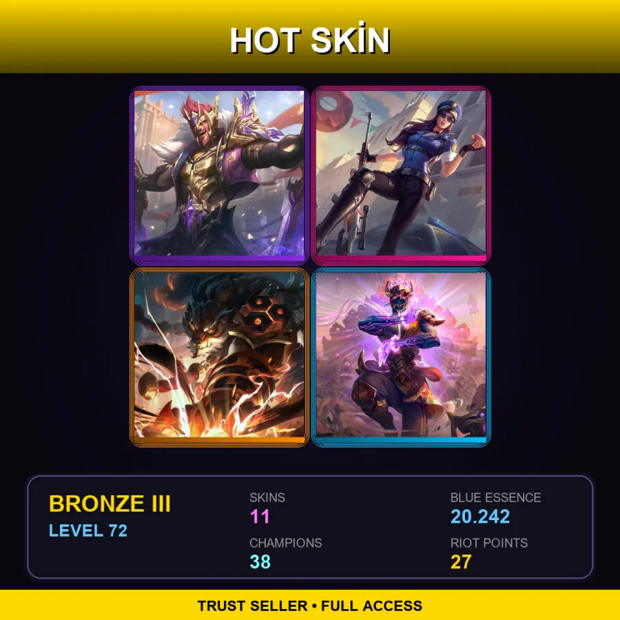 EUW | Lv72 | Bronze III | 11 Skin | 38 Champ