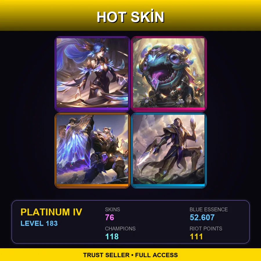 TR | Lv183 | Platinum IV | 76 Skin | 118 Champ