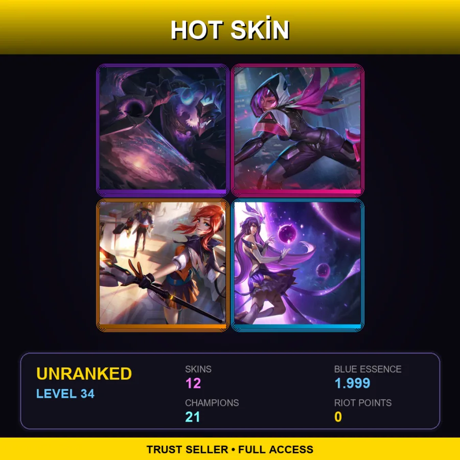 LAN | Lv34 | Unranked | 12 Skin | 21 Champ — LoL account