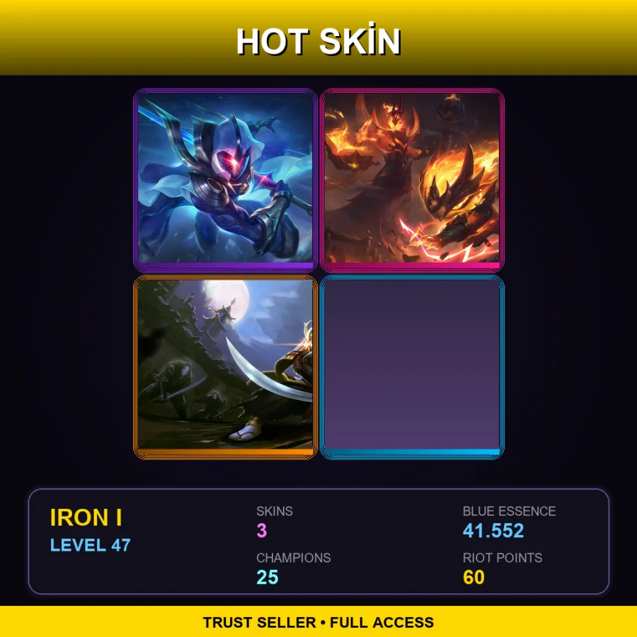 EUW | Lv47 | Iron I | 3 Skin | 25 Champ