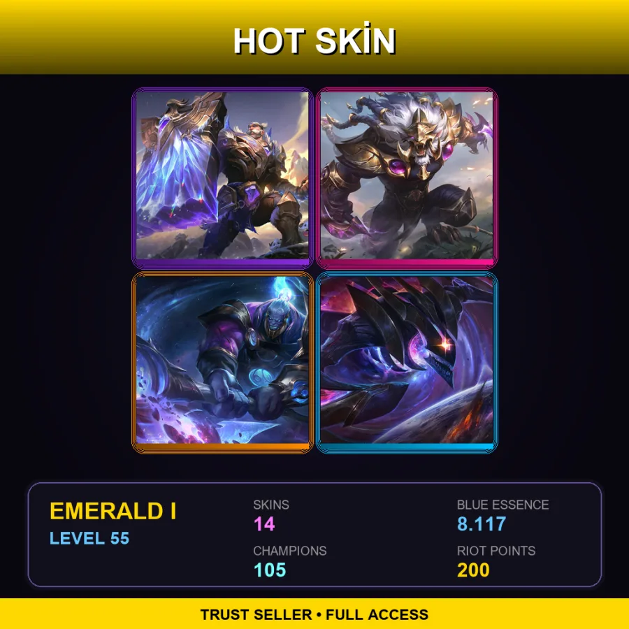 TR | Lv55 | Emerald I | 14 Skin | 105 Champ