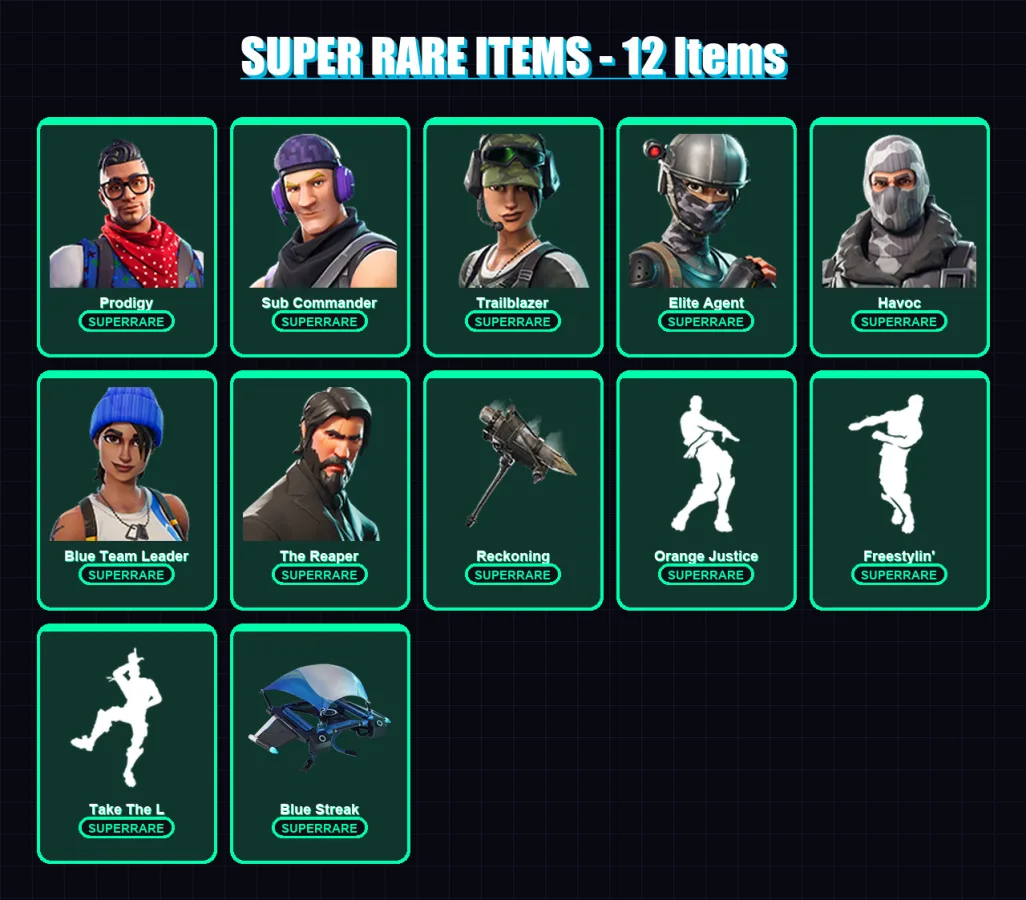 [PS4/PS5/XBOX/PC] | Prodigy | Sub Commander | Trailblazer | Elite Agent | Havoc | 42 skin | 49 pickaxe | 59 emote | 54 glider | Lv933 — Fortnite account