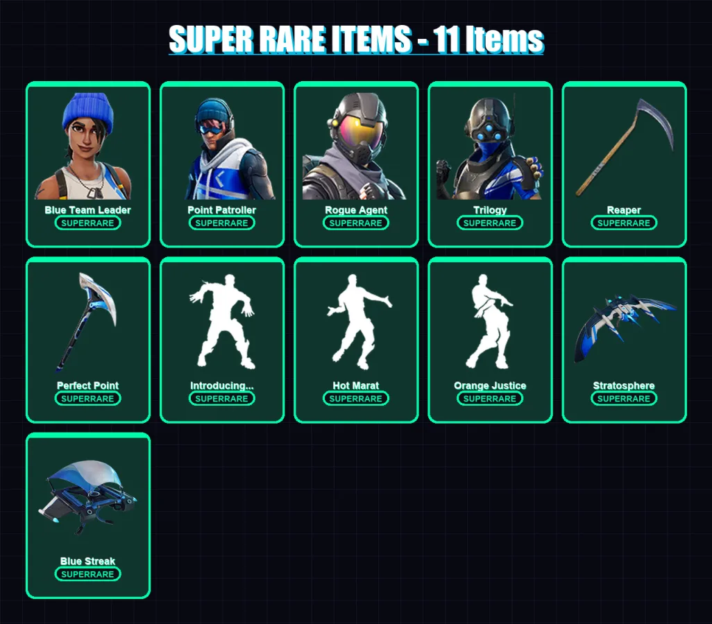 [PC/XBOX/PSN] | Blue Team Leader | Point Patroller | Rogue Agent | Trilogy | Eternal Knight | 134 skin | 128 pickaxe | 127 emote | 130 glider | Lv20