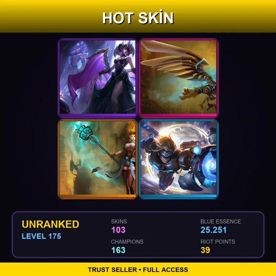 EUW | Lv175 | Unranked | 103 Skin | 163 Champ — LoL account