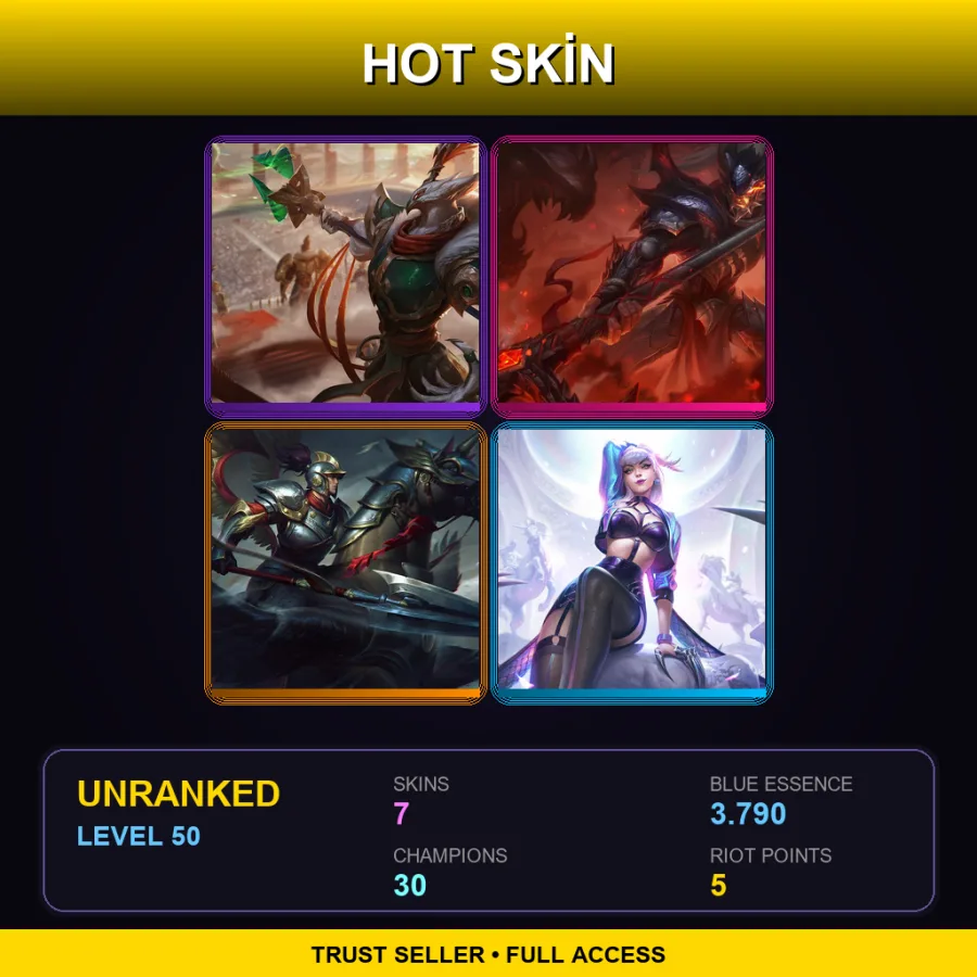 EUW | Lv50 | Unranked | 7 Skin | 30 Champ — LoL account
