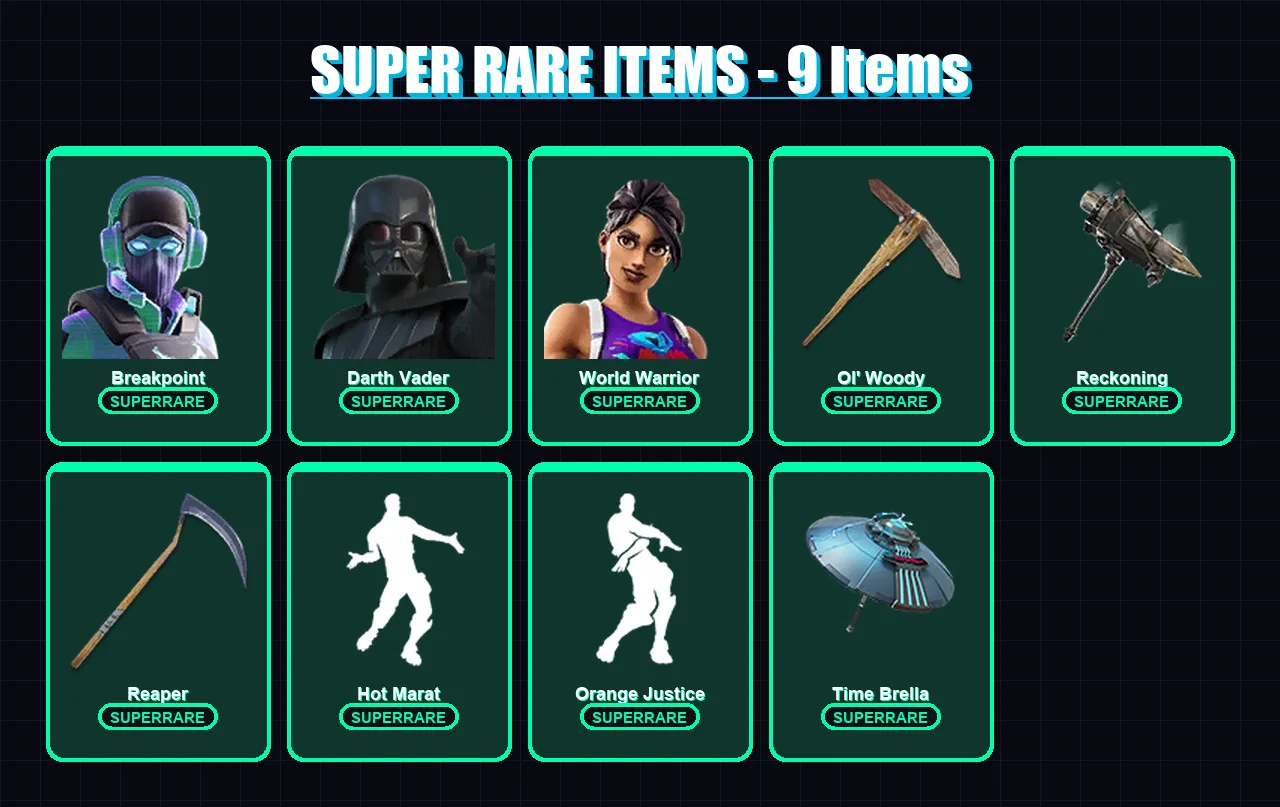 [PS4/PS5/XBOX/PC] | Breakpoint | Darth Vader | World Warrior | Menace | Snap | 182 skin | 191 pickaxe | 142 emote | 171 glider | Lv2590
