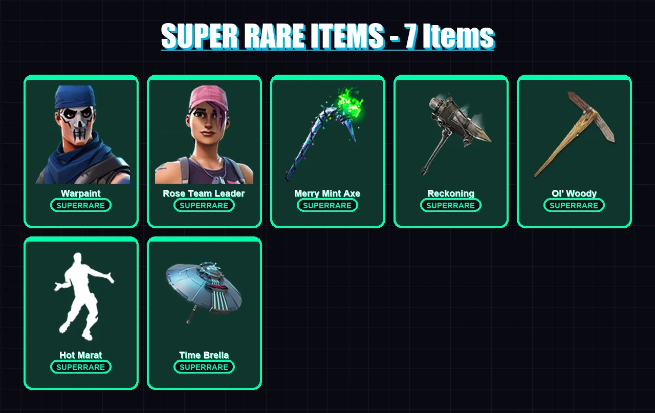 [PC/XBOX] | Warpaint | Rose Team Leader | Ragnarok | Dire | Nezumi | 78 skin | 104 pickaxe | 101 emote | 104 glider | Lv1355 — Fortnite account