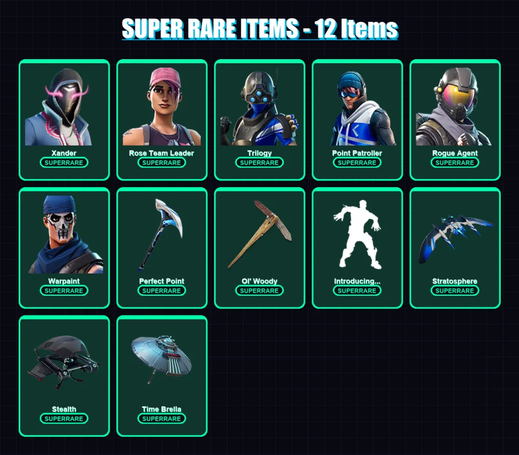 [PC/XBOX] | Xander | Rose Team Leader | Trilogy | Point Patroller | Rogue Agent | 56 skin | 67 pickaxe | 79 emote | 64 glider | Lv979