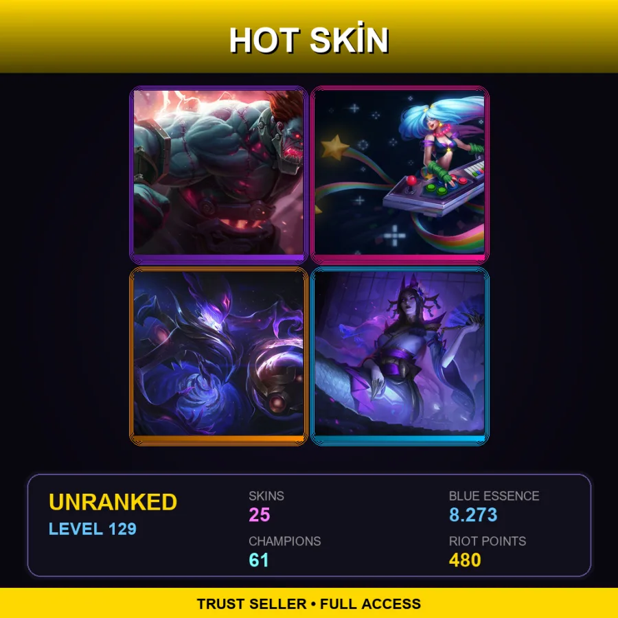 LAS | Lv129 | Unranked | 25 Skin | 61 Champ