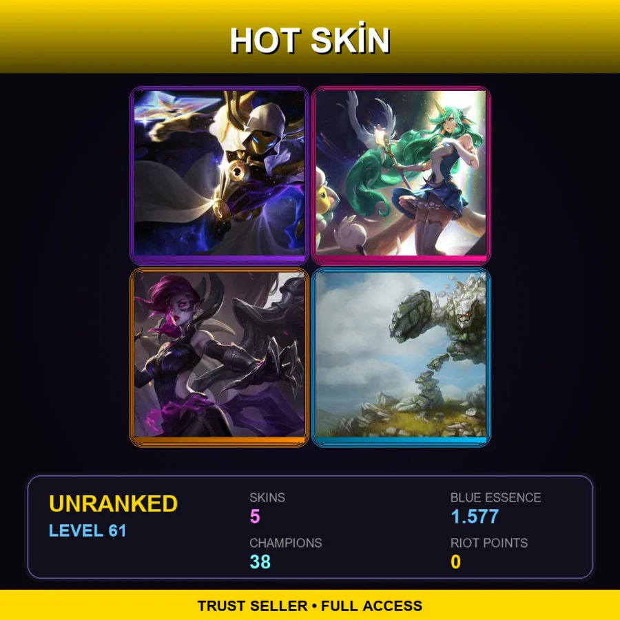 VN | Lv61 | Unranked | 5 Skin | 38 Champ