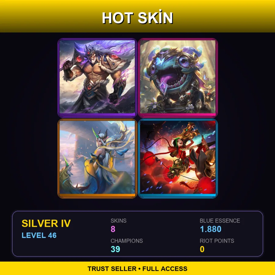 TR | Lv46 | Silver IV | 8 Skin | 39 Champ — LoL account