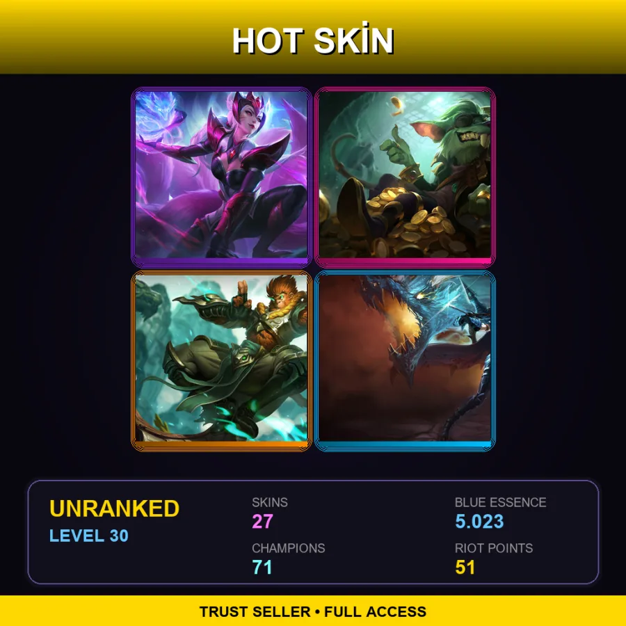 LAN | Lv30 | Unranked | 27 Skin | 71 Champ