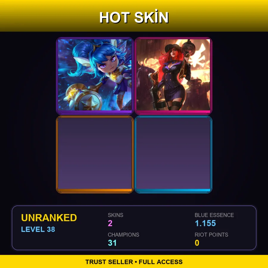 NA | Lv38 | Unranked | 2 Skin | 31 Champ — LoL account
