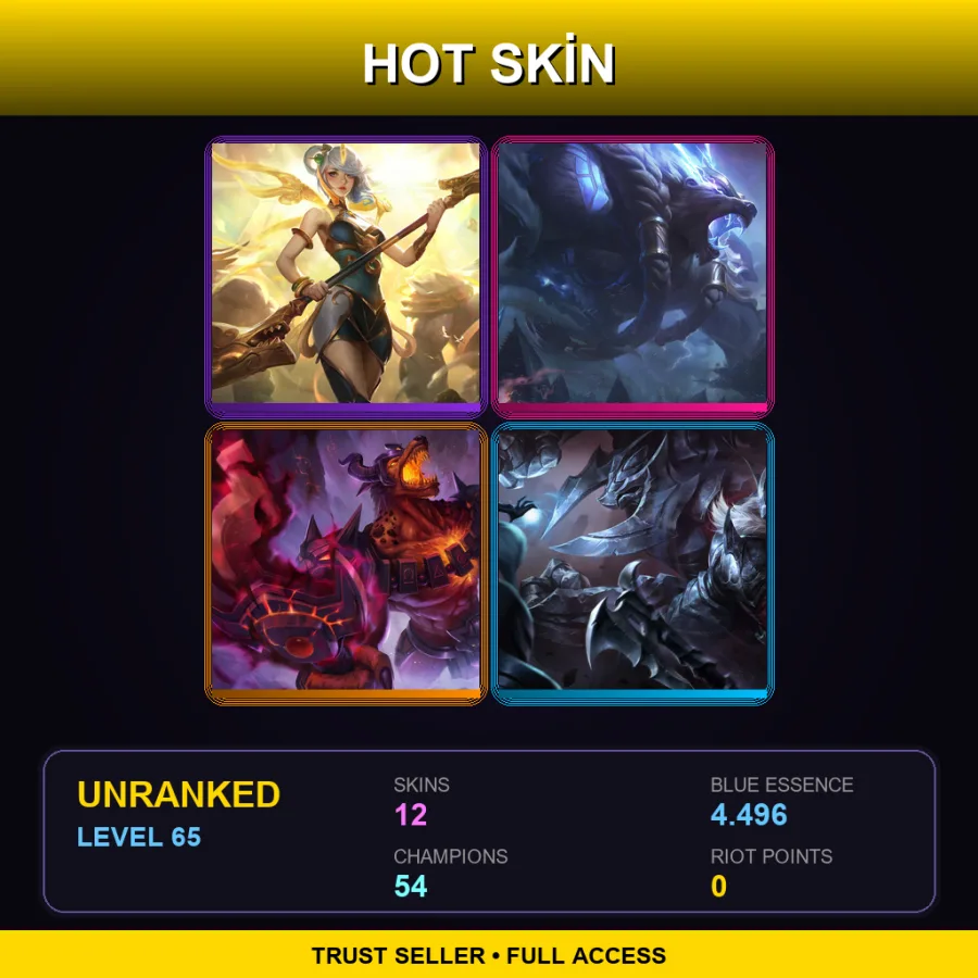 EUW | Lv65 | Unranked | 12 Skin | 54 Champ