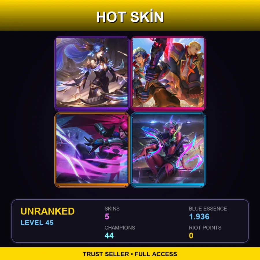 TR | Lv45 | Unranked | 5 Skin | 44 Champ — Sentinel Irelia