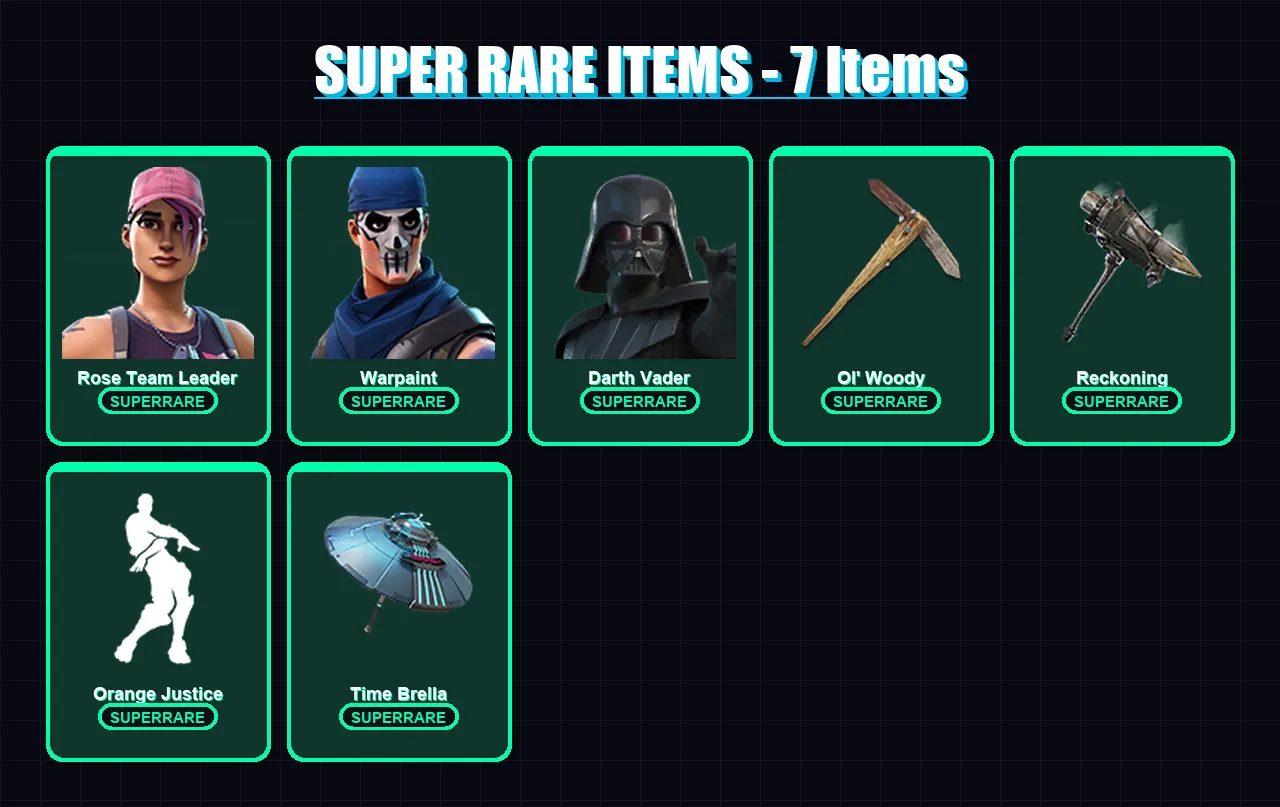 [PC/PSN] | Rose Team Leader | Warpaint | Darth Vader | Carbide | Hybrid | 198 skin | 184 pickaxe | 161 emote | 132 glider | Lv1660