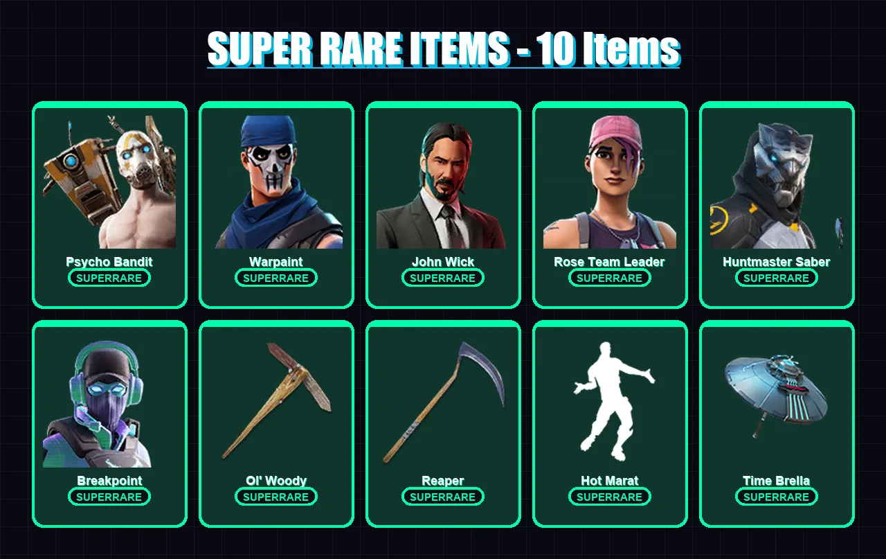 [PC/PSN] | Psycho Bandit | Warpaint | John Wick | Rose Team Leader | Huntmaster Saber | 487 skin | 446 pickaxe | 317 emote | 213 glider | Lv3093
