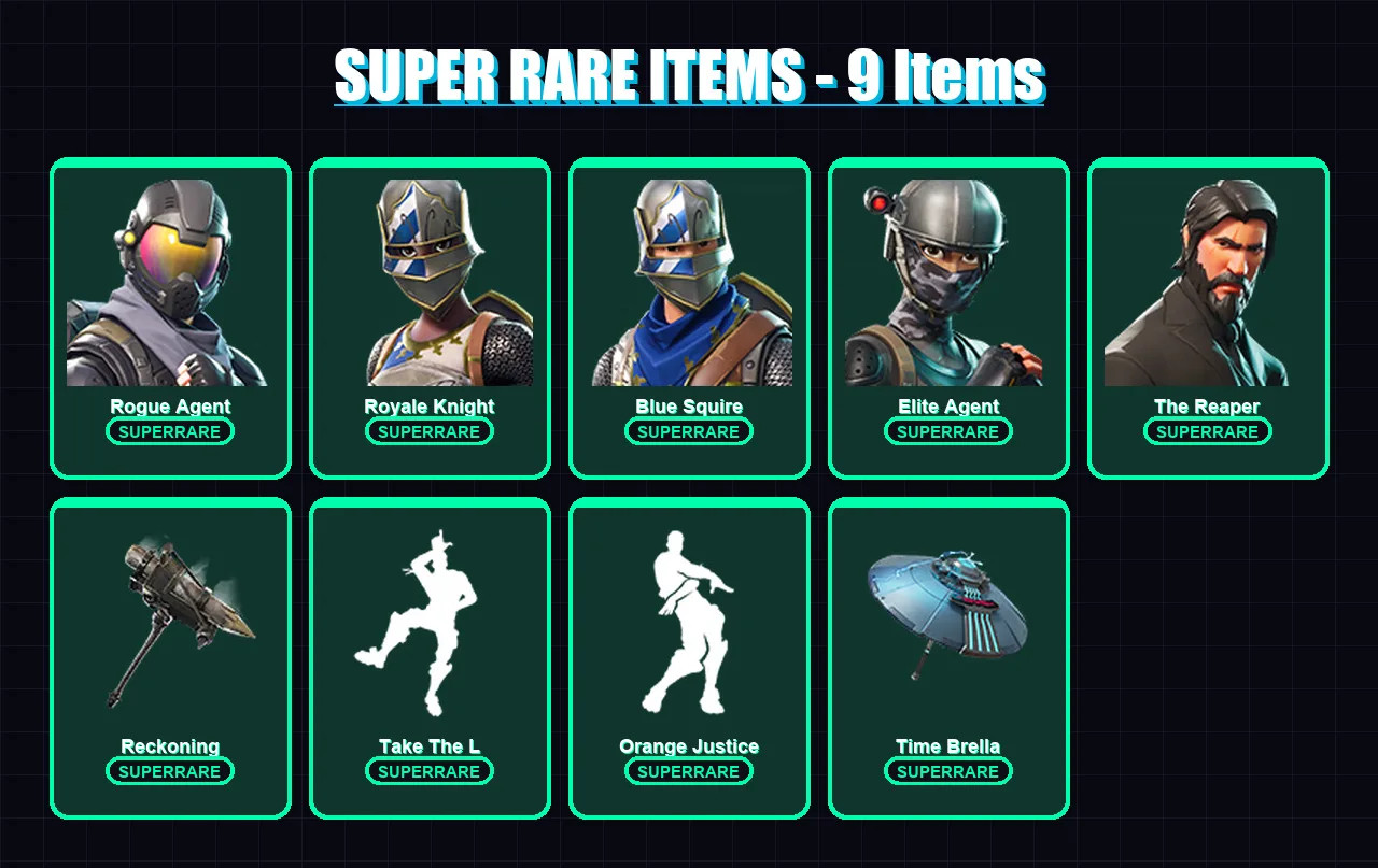 [PC/XBOX/PSN] | Rogue Agent | Royale Knight | Blue Squire | Elite Agent | The Reaper | 32 skin | 27 pickaxe | 43 emote | 28 glider | Lv347 — Fortnite account