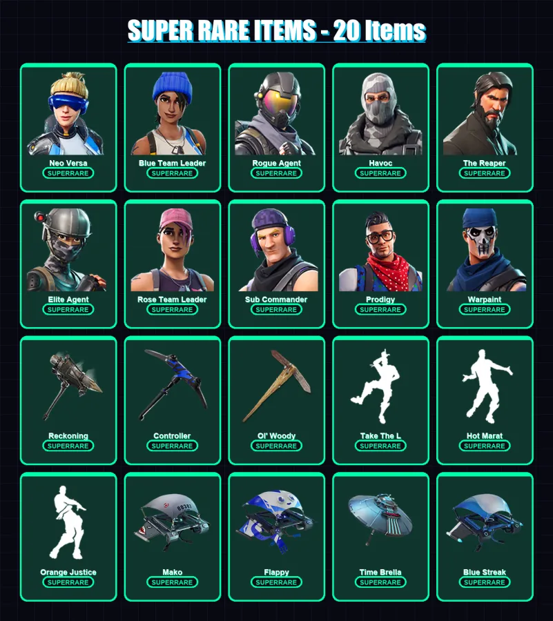 [PS4/PS5/XBOX/PC] | Neo Versa | Blue Team Leader | Rogue Agent | Havoc | The Reaper | 103 skin | 95 pickaxe | 96 emote | 100 glider | Lv1886 — Fortnite account