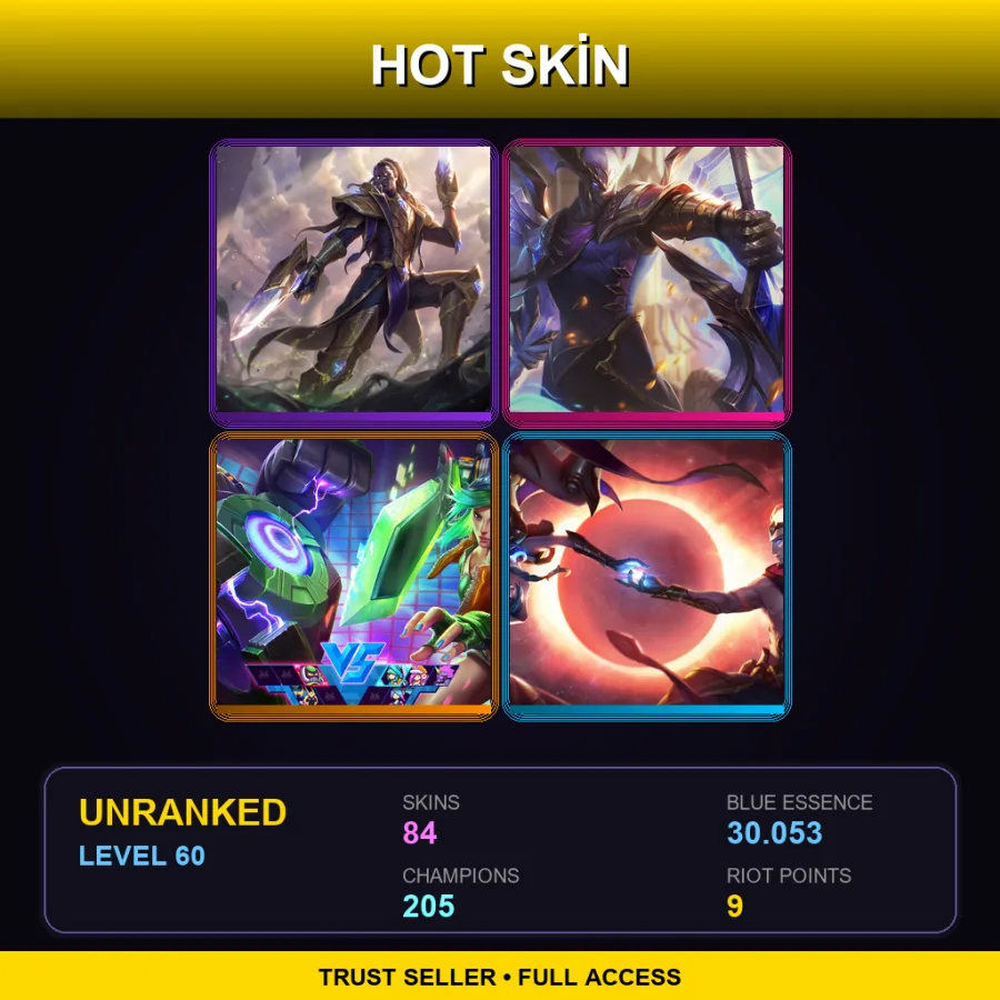 VN | Lv60 | Unranked | 84 Skin | 205 Champ